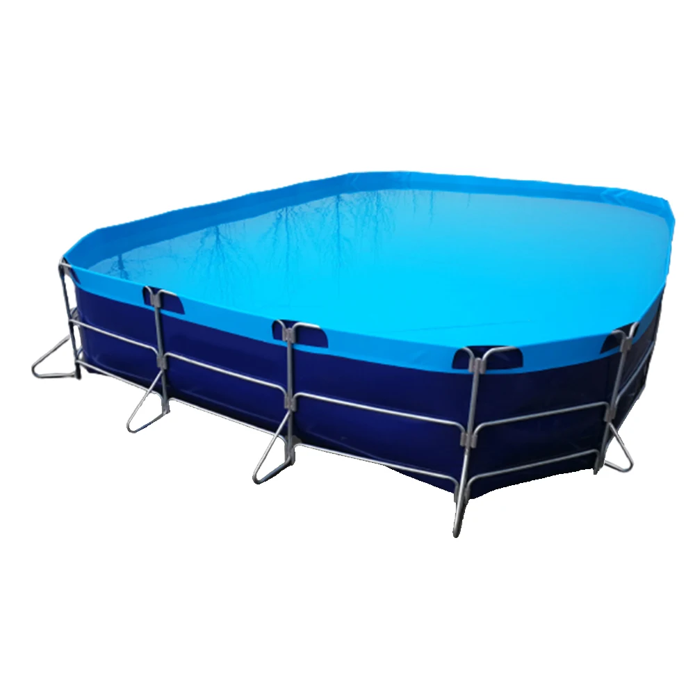 fish tank plastic farm fish plastic pond for fish square shape galvanized pipe frame customized capacity 2.4m3 - 50m3