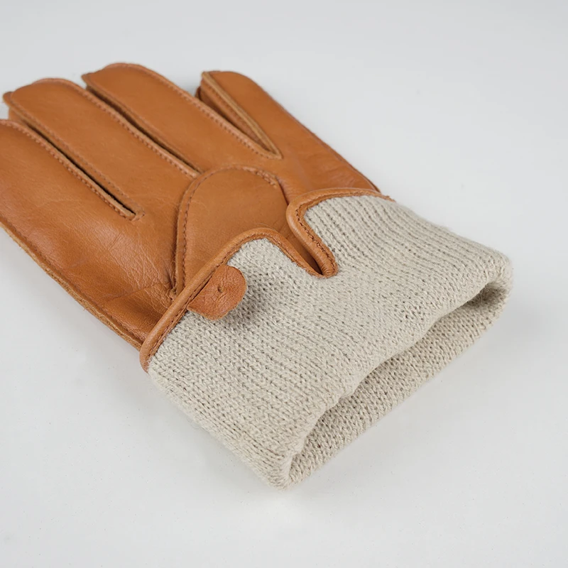 Fashion Classic Sheepskin Touchscreen  Driving Leather Gloves Men Winter Gloves Warm Wool Lined Black Brown