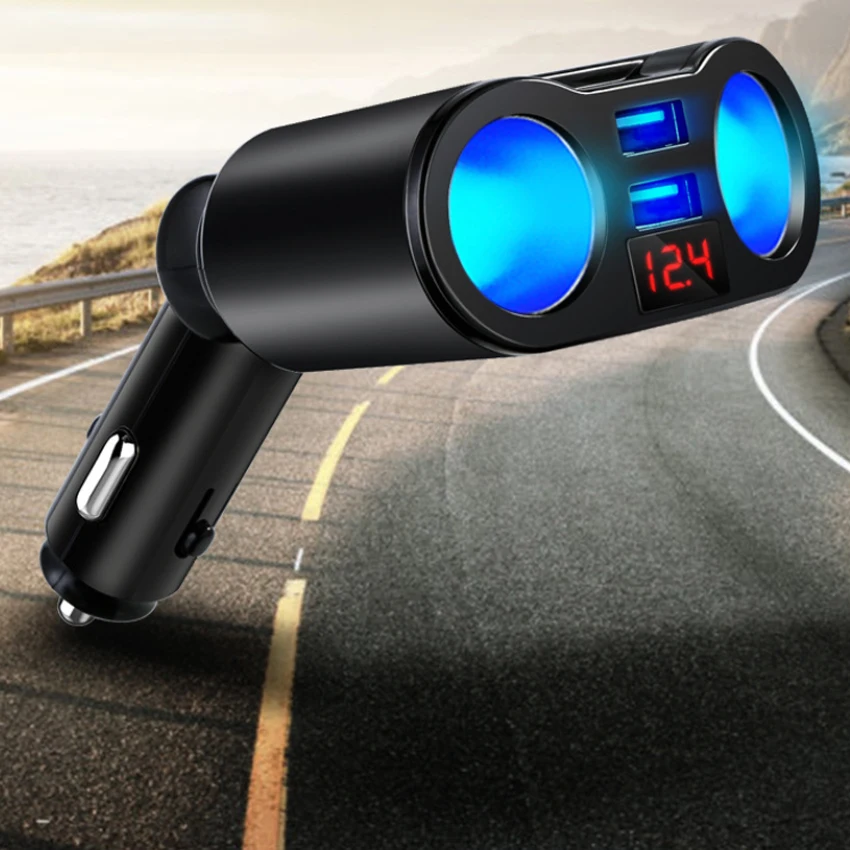 Display Auto-ID Aluminum Alloy Case Metal Dual Port Smart USB Car Charger