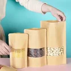 Bio Degradable Kraft Paper Ziplock Bag Moisture-Proof Stand up Pouches Coffee Gravure Printing Window Display Customizable Logo
