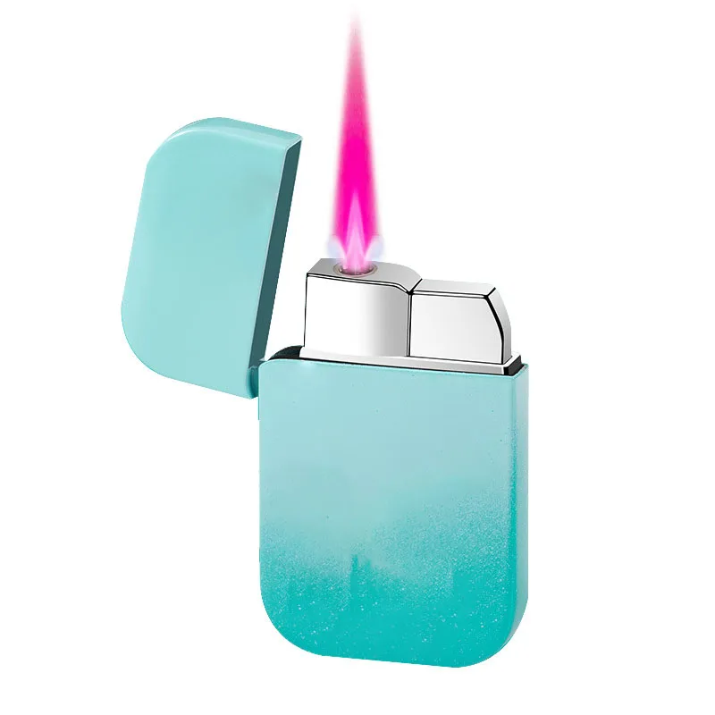 Custom Lighter Windproof Pink Flame Cute Lighter Blue Pink White Gradient color can be choose