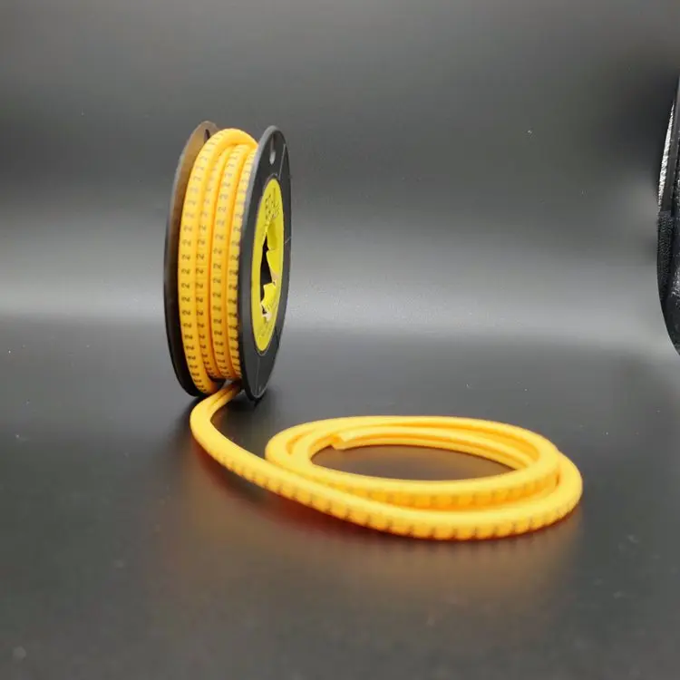 Yellow PVC 0.75-1.5mm Number Letters Cable Marker Strip For Wire Cable
