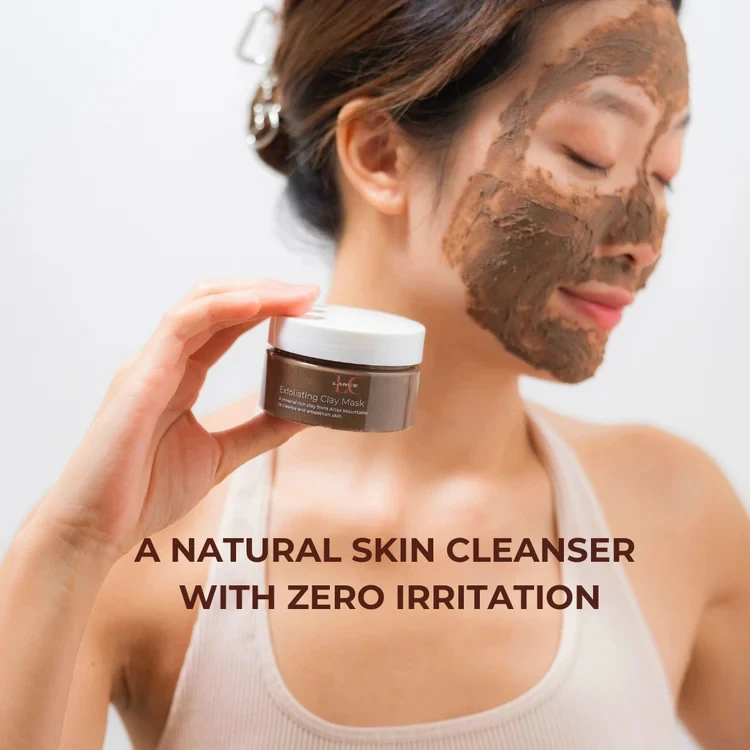 Lance Exfoliating Clay Mask Private Label Natural Pore Cleansing Blackhead Remove Scrub Mud Clay Mask For Face