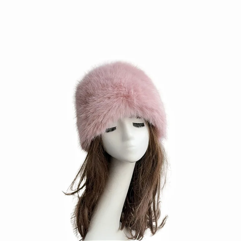 Y2k beanie 2024  Warm Russian Fur Hat fuzzy bucket hat solid color fur winter hats for women fashionable tops
