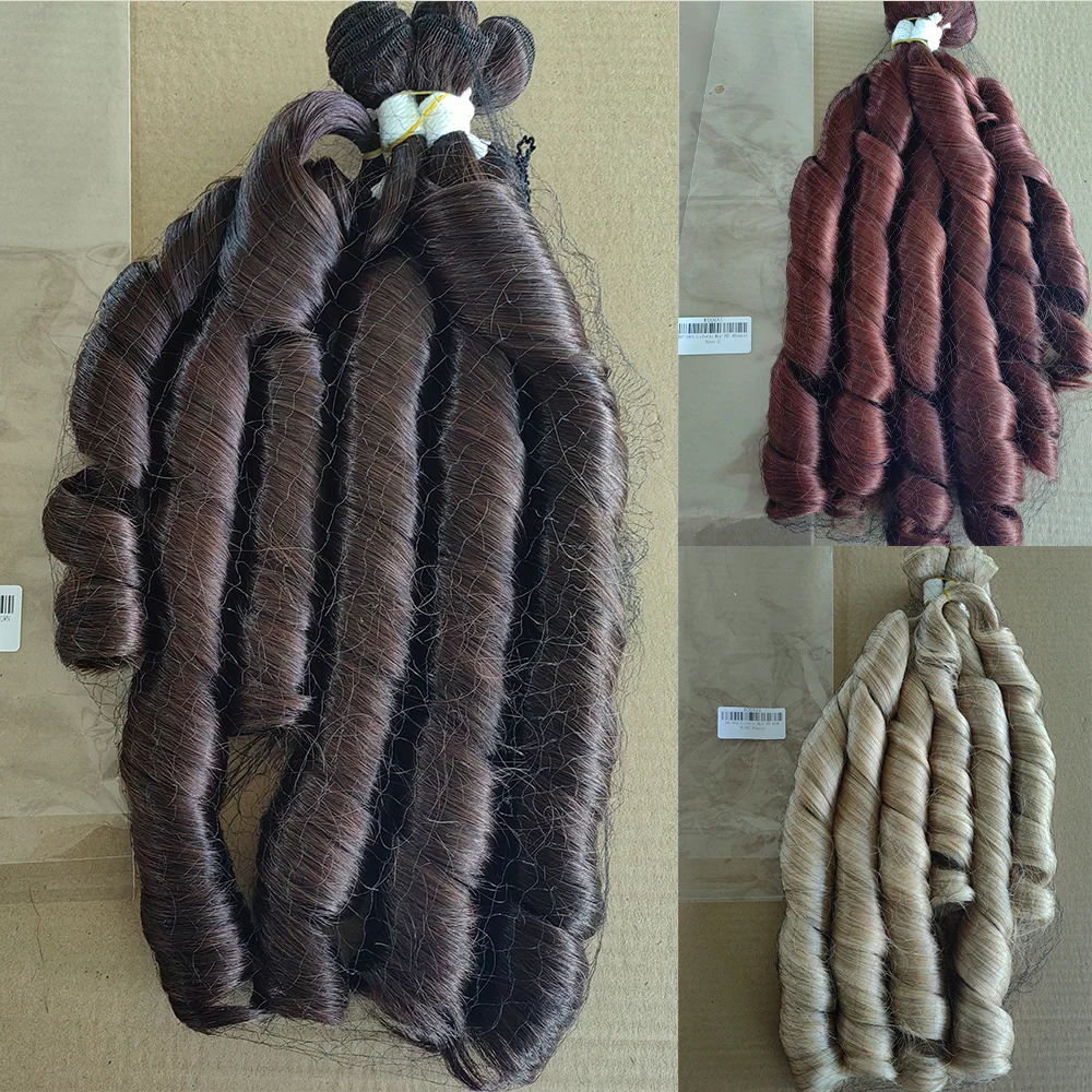 X-TRESS New Bundles Extensions Egg Curly Hair Bundles Ombre Brown Synthetic Stick Hair Extension Synthetic Wefts