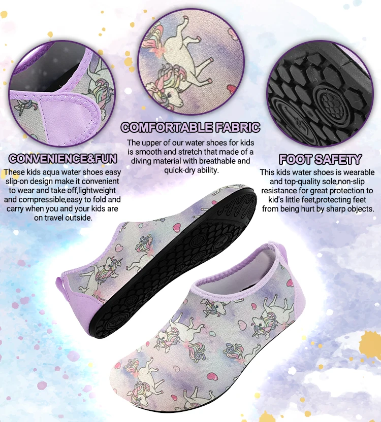 Kids Water Shoes Sport Beach Swimming Socks Printing Anti Slip Surf Barefoot Kids Shoes