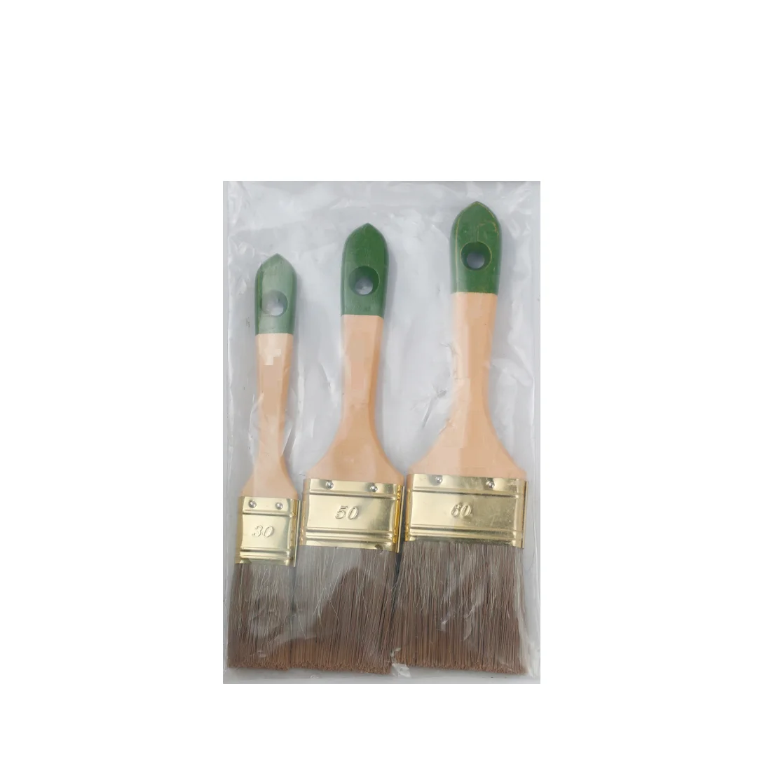 Professional Natural Wood Hand Brushes Set Flat Brush for Stain