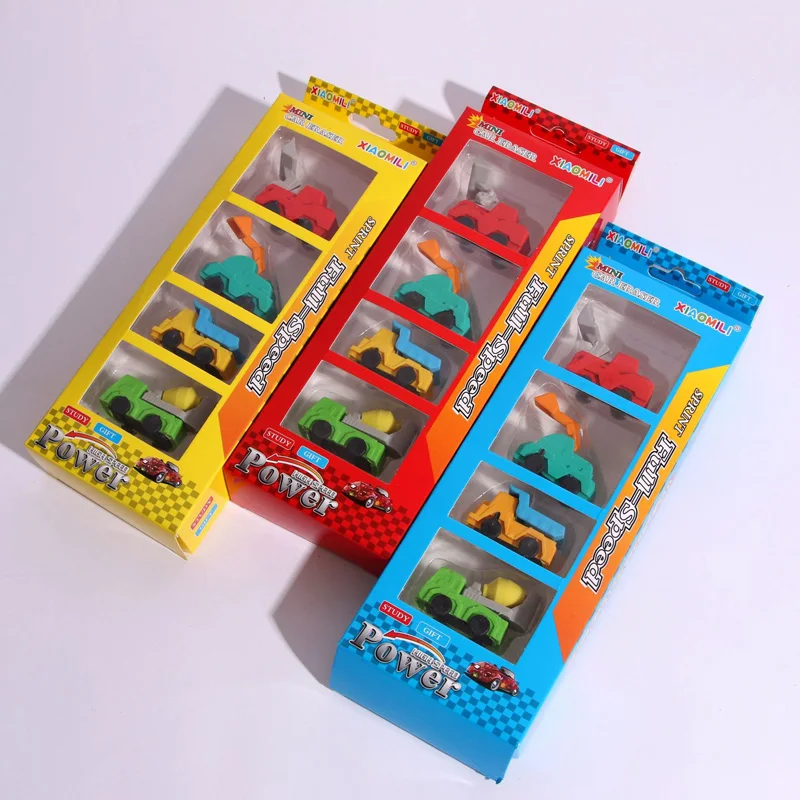 Creative cartoon engineering car excavator vehicle eraser gift box  student stationery eraser
