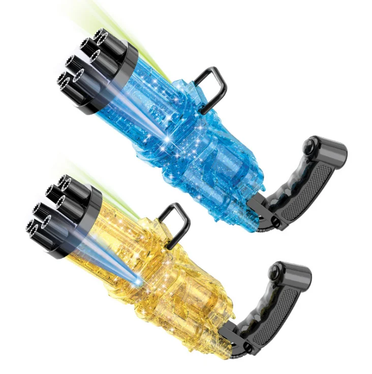 8-Hole Automatic 4 Color Bubble Soap Gun With Light Gatling Electric Bubble Machine Summer Outdoor Toys for Kids