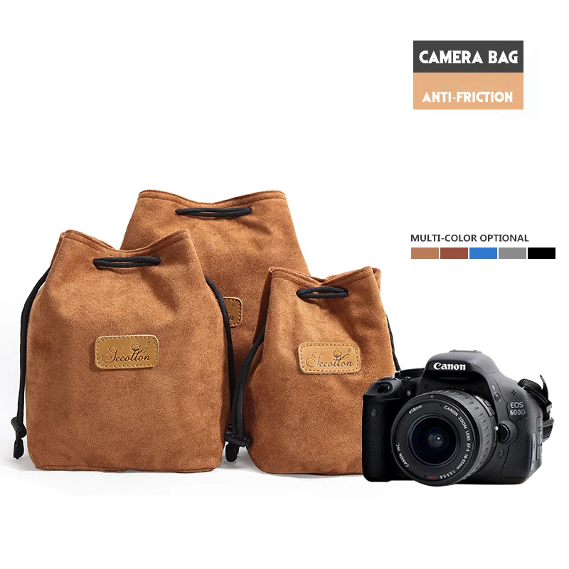 Universal DSLR Velvet Drawstring Camera Bag Soft Bag for Canon Nikon Sony Storage Micro Single Camera