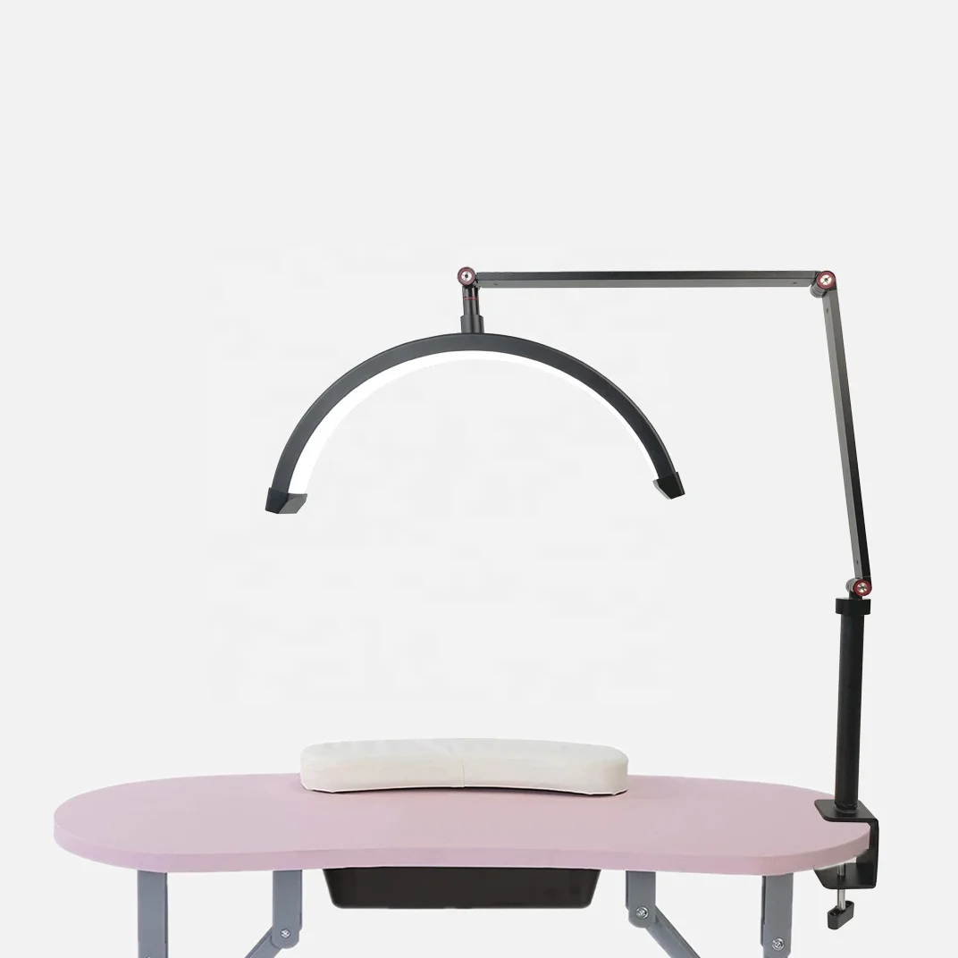 Clip On Table Half Moon Shape Lash Light Specially Designed Stable Led Moon Lamp For Beauty Beds With Clips