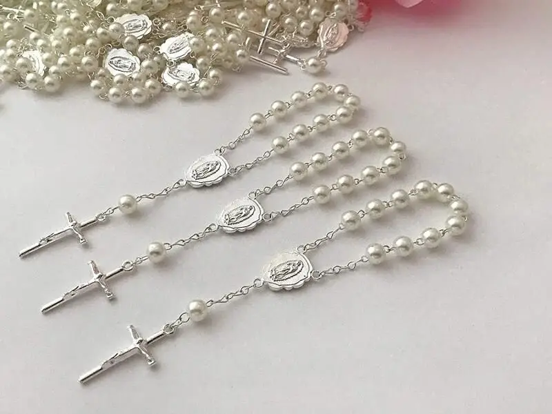 Wholesale glass pearl Gold Plated Catholic Pray Rosary Bracelet Child Religion Mini Beaded Chain Jesus Christian Rosary Bracelet