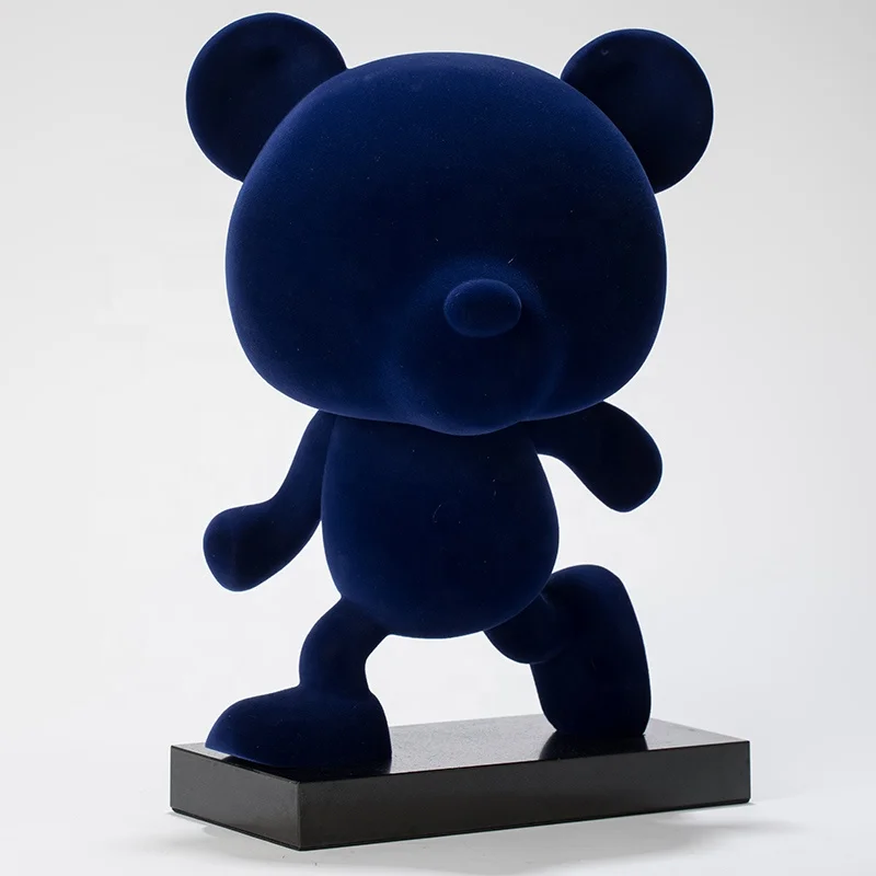3D Light luxury Resin flocking bear ornaments in Md size model room floor sculpture art sales office hotel