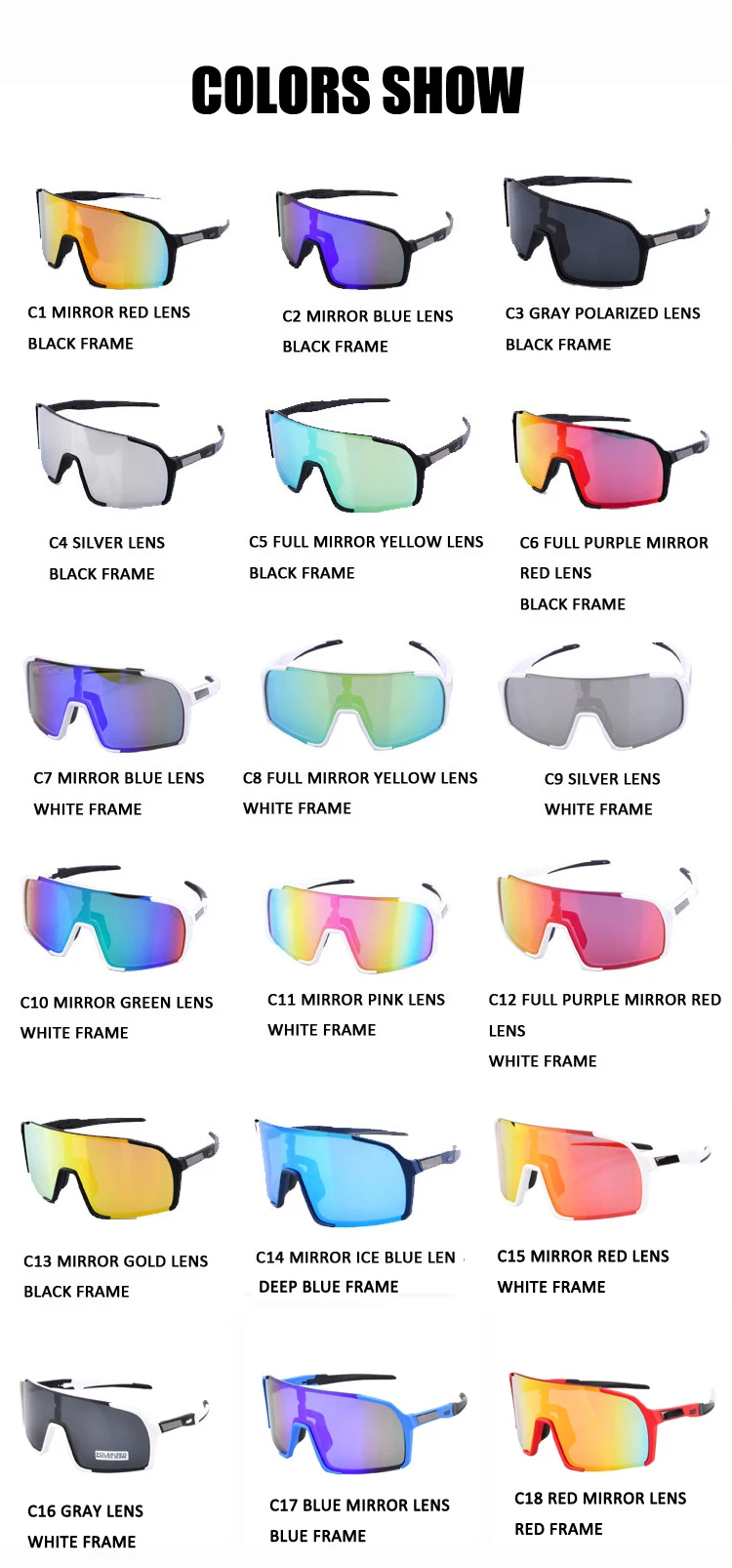 Sports Men Sunglasses Road Bicycle Glasses Mountain Cycling Riding Goggles Eyewear Mtb Bike Sun Glasses