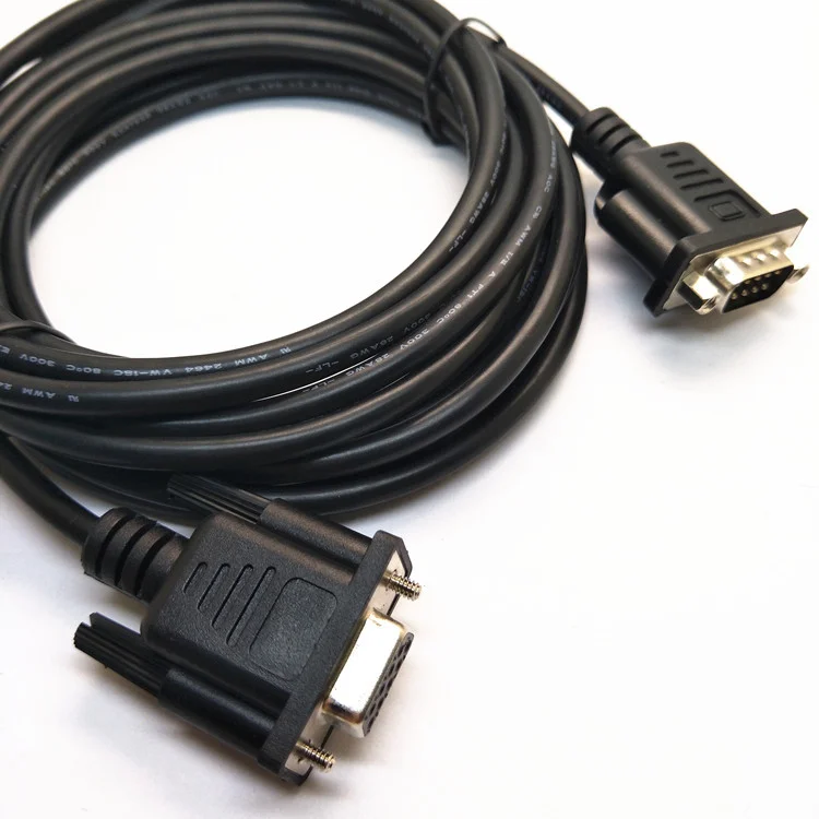 Factory Custom black db 9pin male to db 9pin female RS232 Extension Serial  cable