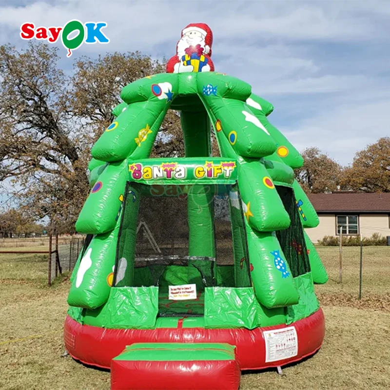 Sayok Flame Retardant PVC Free 3D Design Bouncy Castle Christmas Inflatable Bounce House with Air Blower