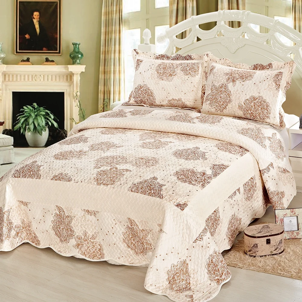 
Soft Velvet Printed Short Plush Microfiber Quilted Bedspread 
