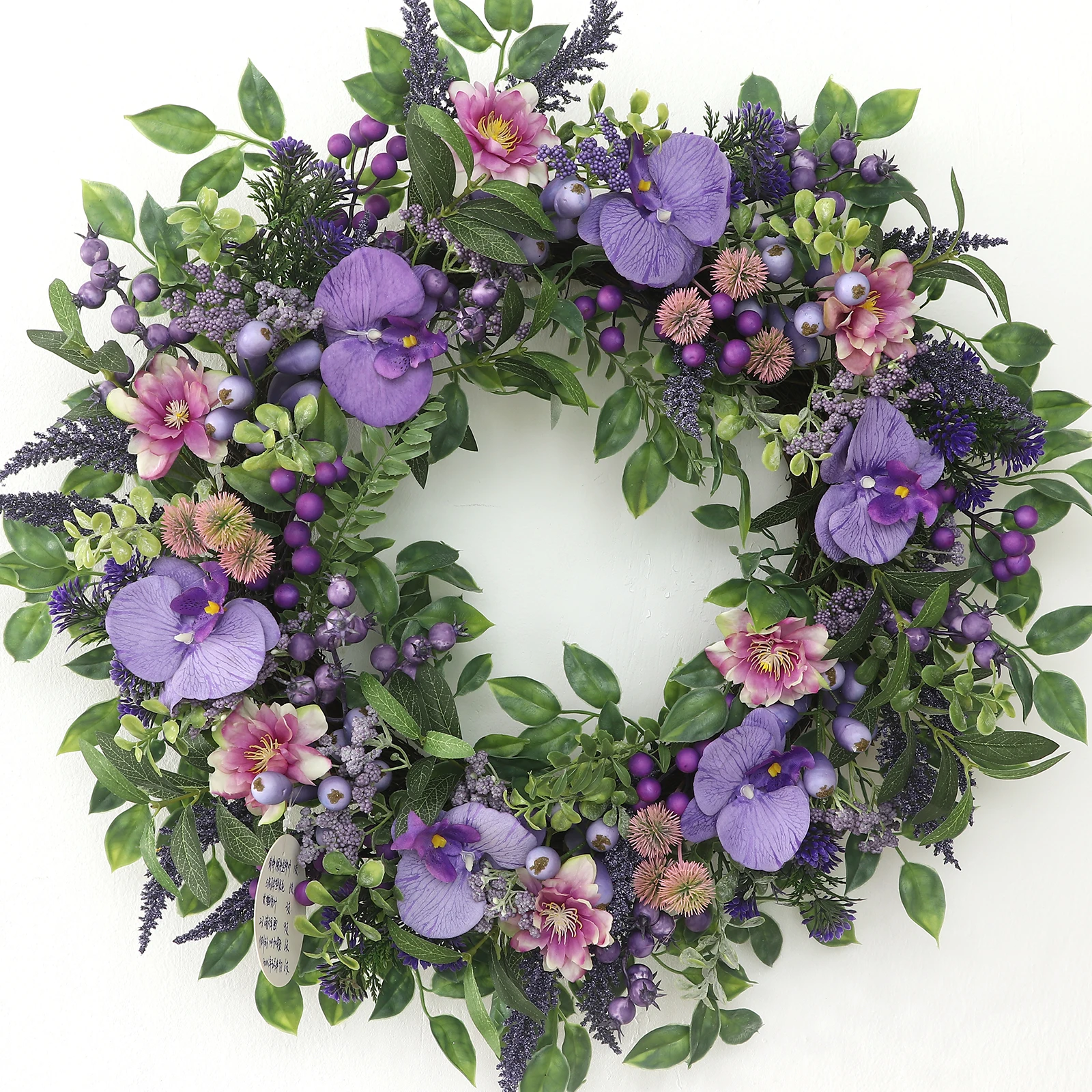 20 Inch Handcrafted Welcome Wreath Tulip Berries Cattails Year-Round Use Indoor Outdoor Wall Christmas Garlands Wreaths Front