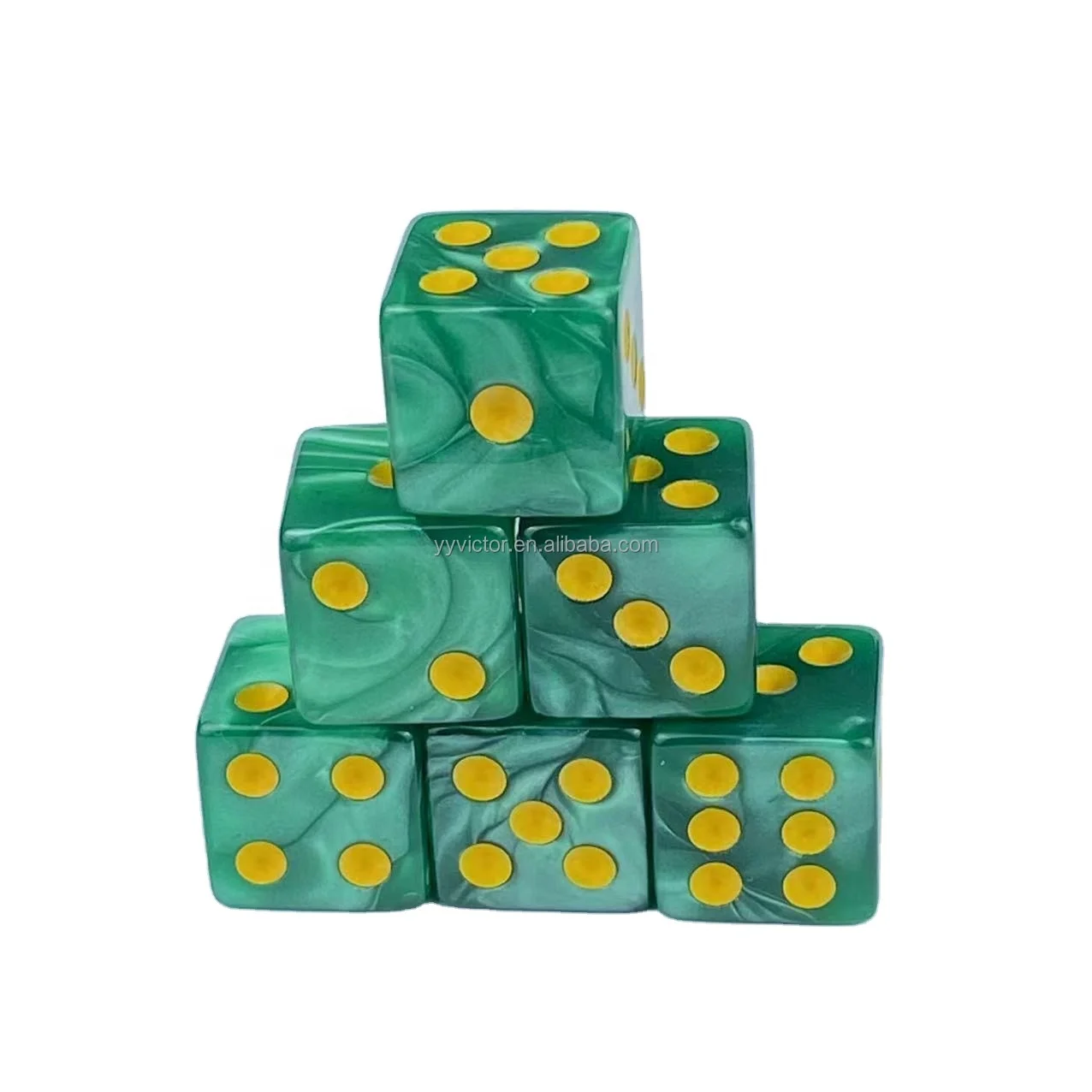 16mm Jade Pearl Colors square and Round Corner Regular Pixel Points Dots Pip Dice Acrylic Plastic Game