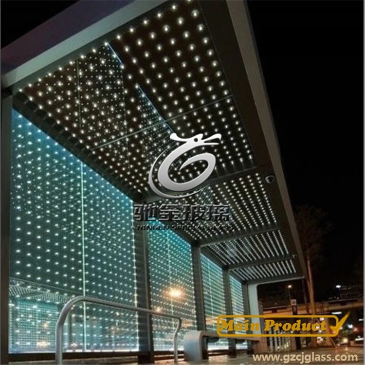 LED Laminated Glass Illuminated Glass With Light Bead Inside For Staircase Floor Table Handrail