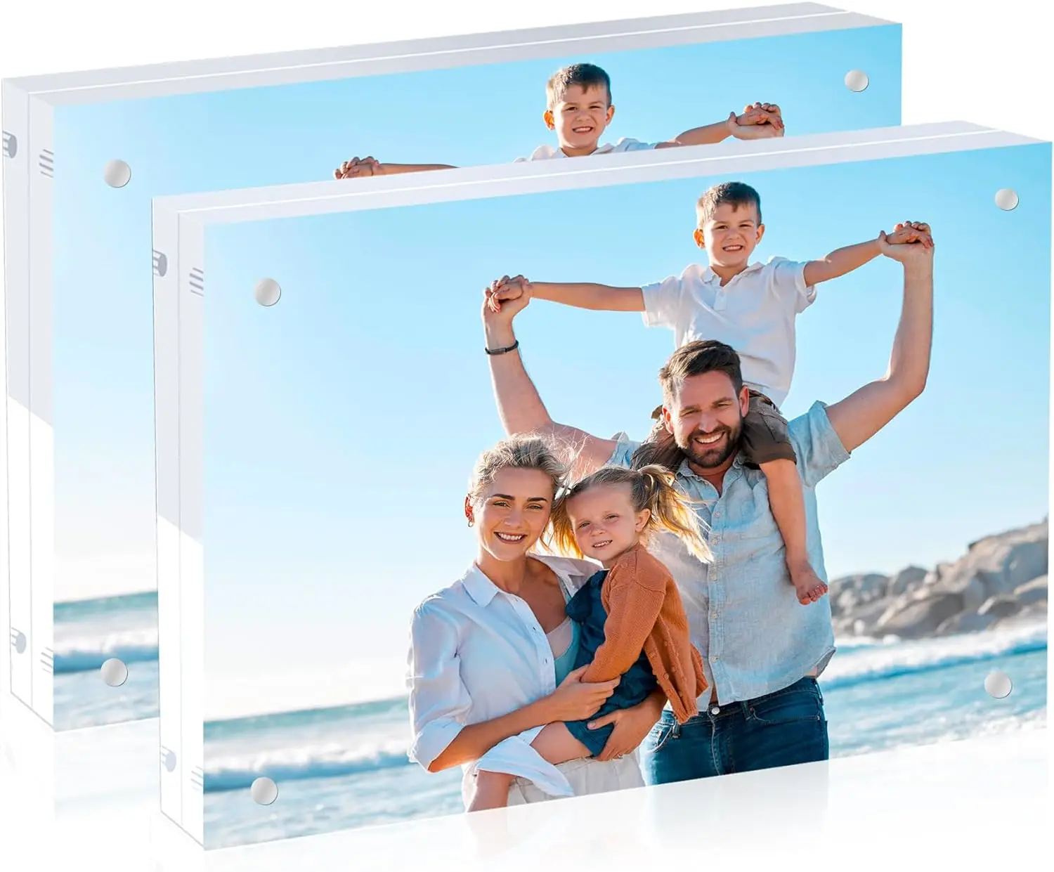 Acrylic photo frames horizontal magnet double sided acrylic frames