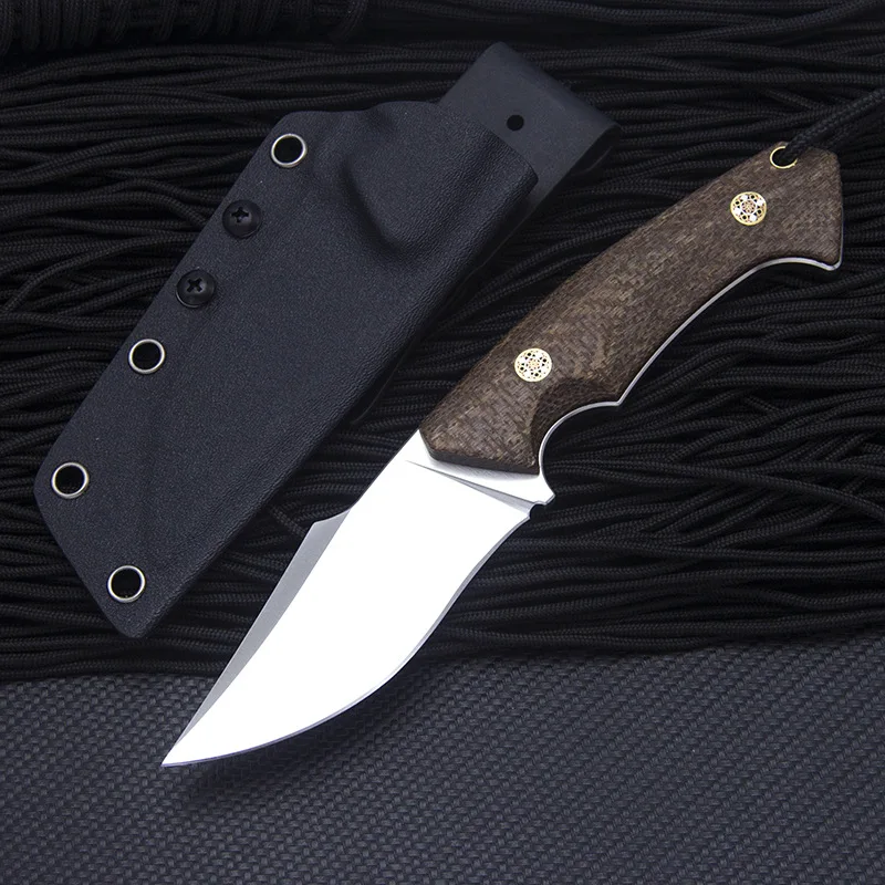 OEM D2 Steel Flax Fiber Handle Hunting Knife Industrial Blade for Outdoor Survival & Self Defense with Kydex Sheath