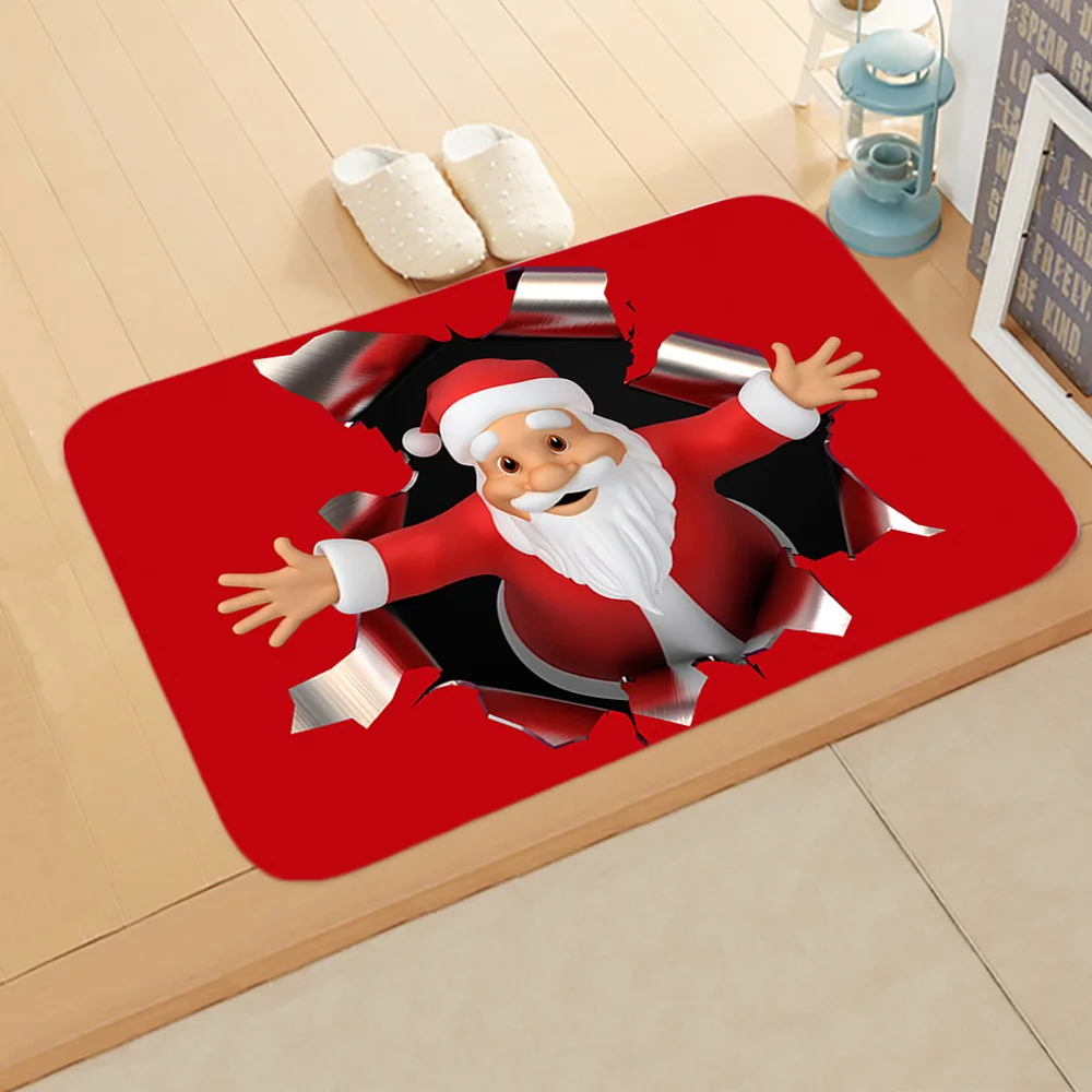 Christmas Carpet Decoration Home floor mat Room Non-Slip Flannel rug Santa Claus Xmas Snowman christmas decorations for home