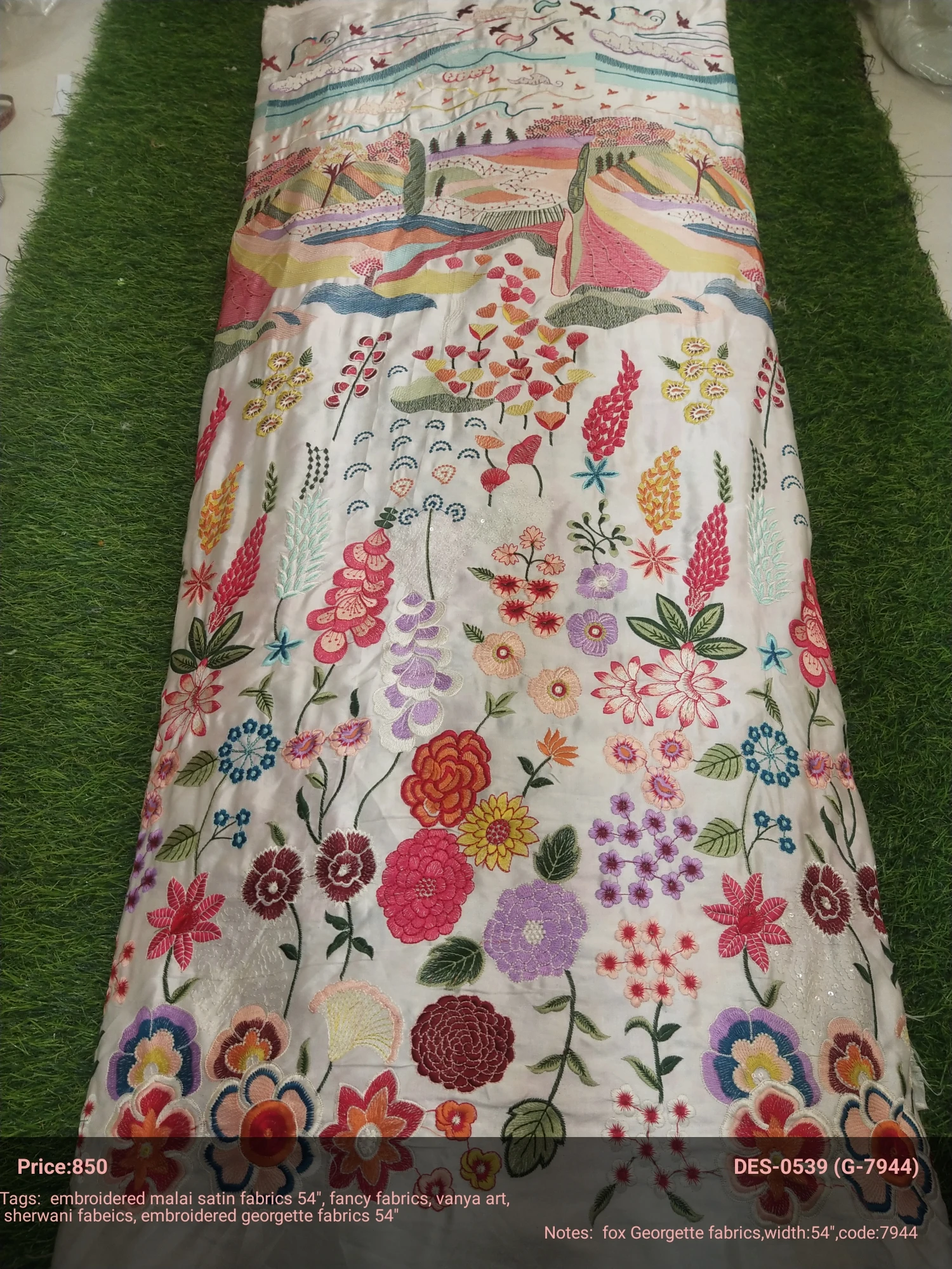 Lowest Prices Heavy Embroidered Georgette Fabric with Top Grade Material Made Fabric For Sale By Indian Exporters