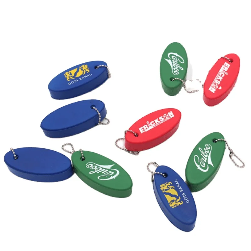 New Products Oval Shaped Boat Floating Keychain custom printing logo pu foam floating key chain