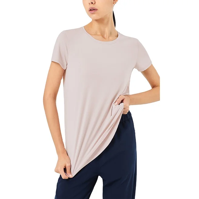 
Hot Sale At Low Prices Hazy Powder Com fortable And Durable 90% Polyester 10% Spandex Short Sleeve for Sports Fitness 