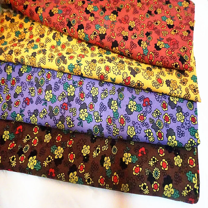 Digital printing abstract pattern on 95%cotton 5%linen woven fabric for dress