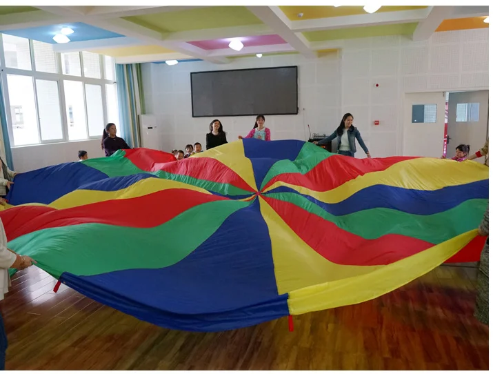 Rainbow Indoor/Outdoor 1 Meter to 10 Meters Kindergarten Games Toys Play Parachute with Bag