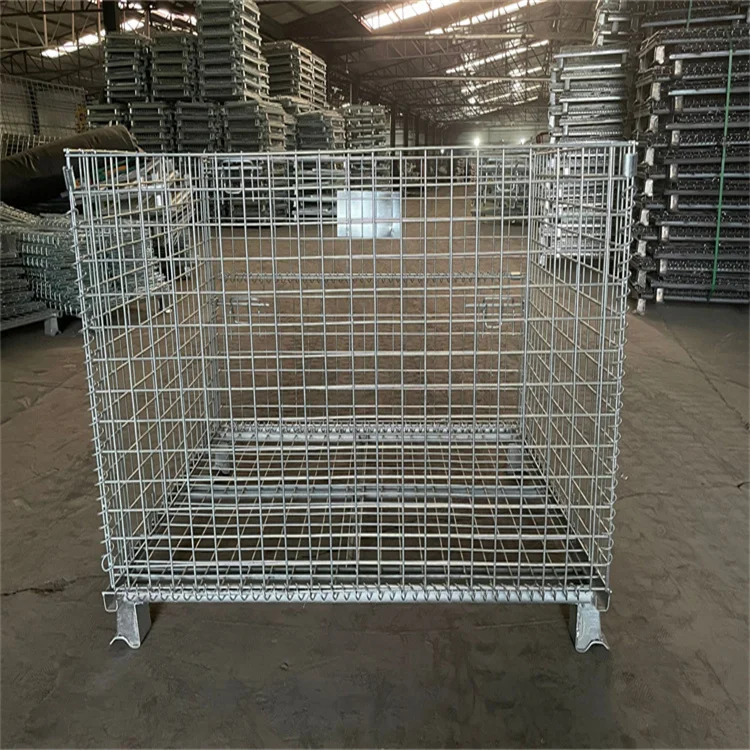 Factory direct metal storage cages for sale steel pallet box folding storage cage