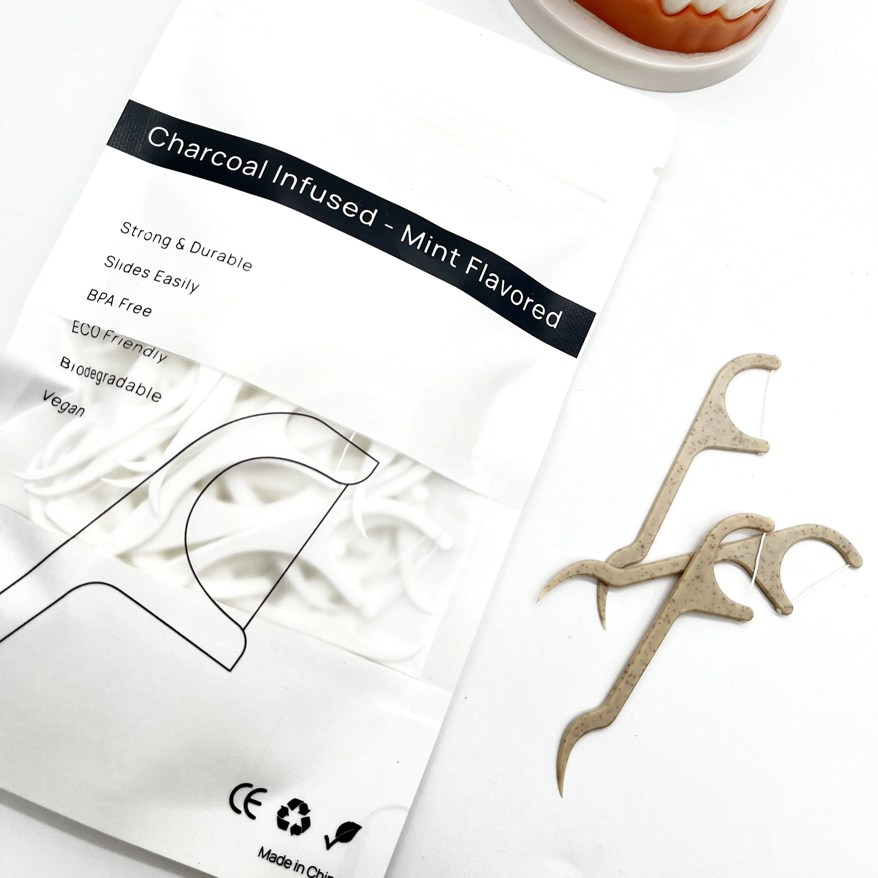 10Pcs 50Pcs 100Pcs Each Bag Packing Eco Friendly Biodegradable Floss Picks Mint Flavor Floss Picks No Flavor Dental Floss Pick