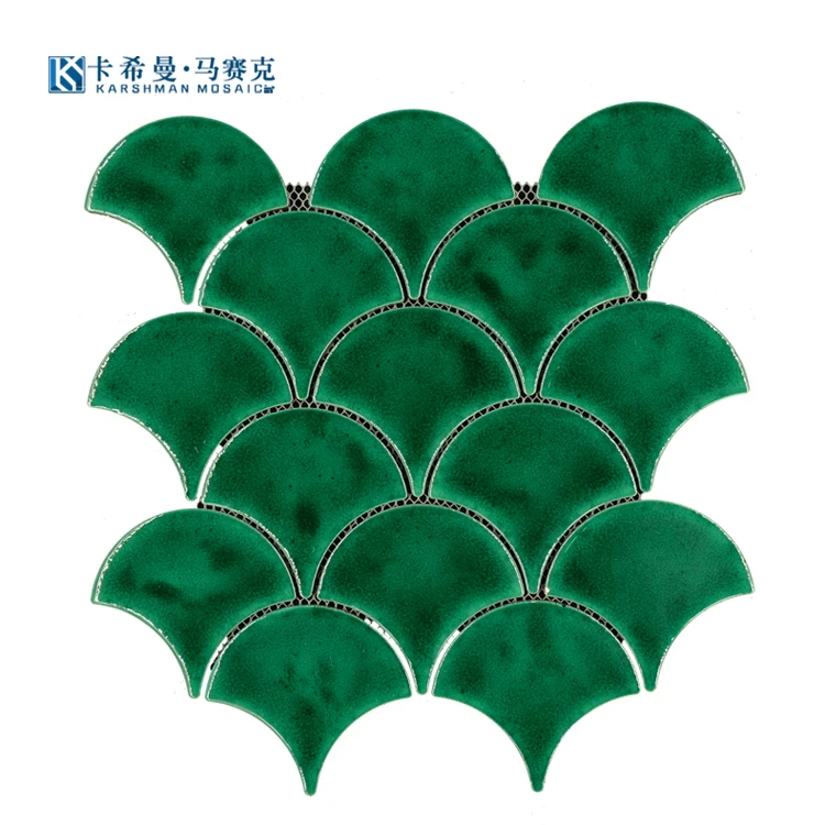 The factory strongly recommends suede effect treatment of green sand fish scale pool fountain tiles