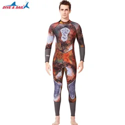 New 3 MM outdoor camouflage neoprene One piece Professional fishing Wetsuit Winter Warm Long sleeved surfing Swimsuit for couple