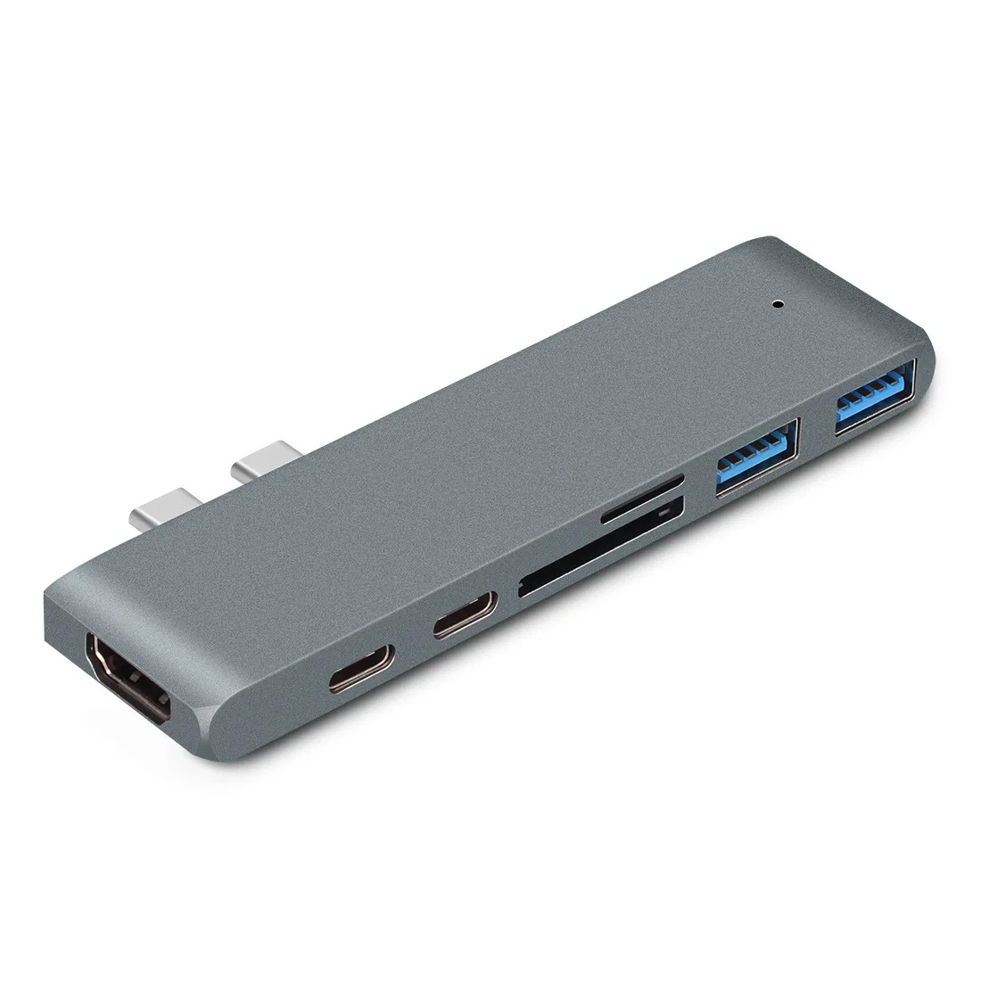 7 Port Dual Type C Docking Station Multiport USB 3.0 Card Reader Adapter with PD Charging  for MacBook Pro