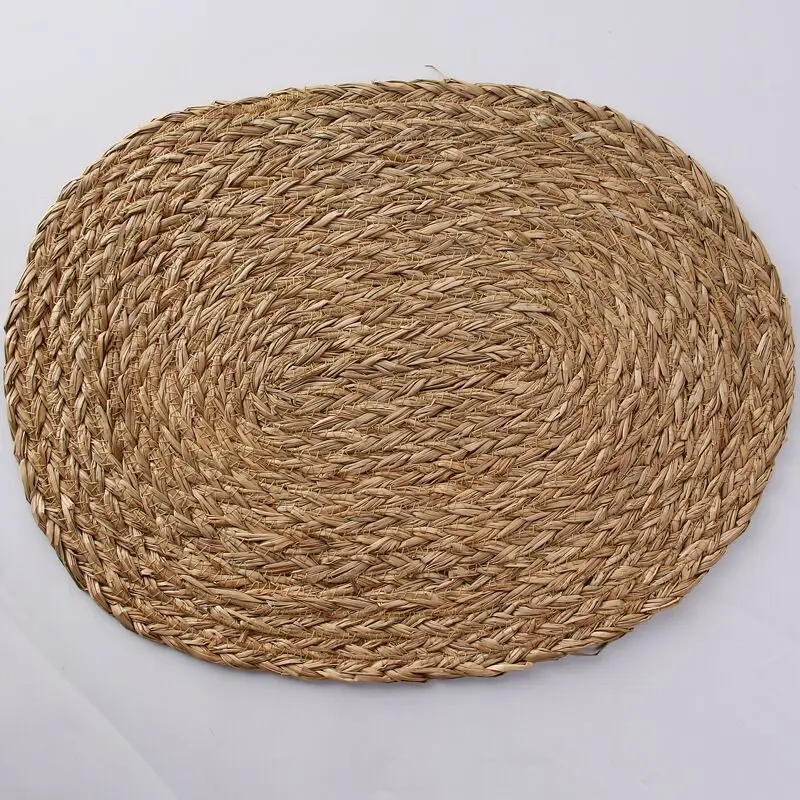 Multipurpose Usage Natural Straw Round Rattan Placemats Braided Tablemats