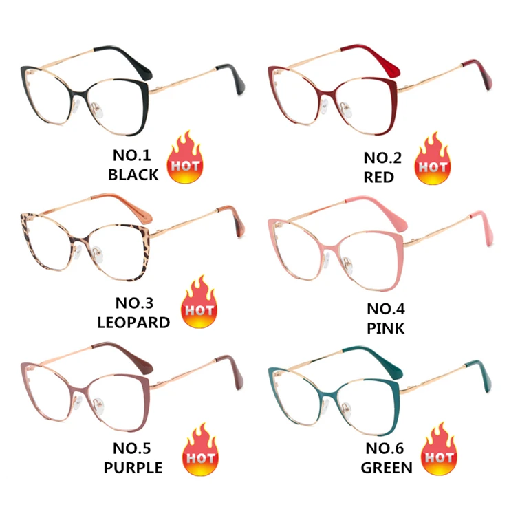 lentes luz azul paint red pink hawksbill metallic cat eye 2023 female girls optical frame blue light block fashion glasses