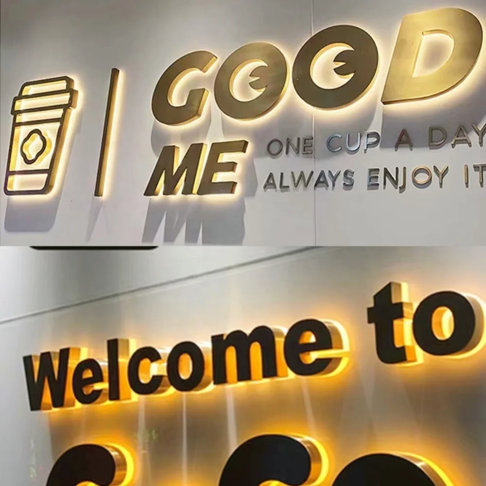 Business Logo Led Advertising Letters Sign Custom 3D Led Letters Business Metal Acrylic Store Front Sign LED Backlit Letters