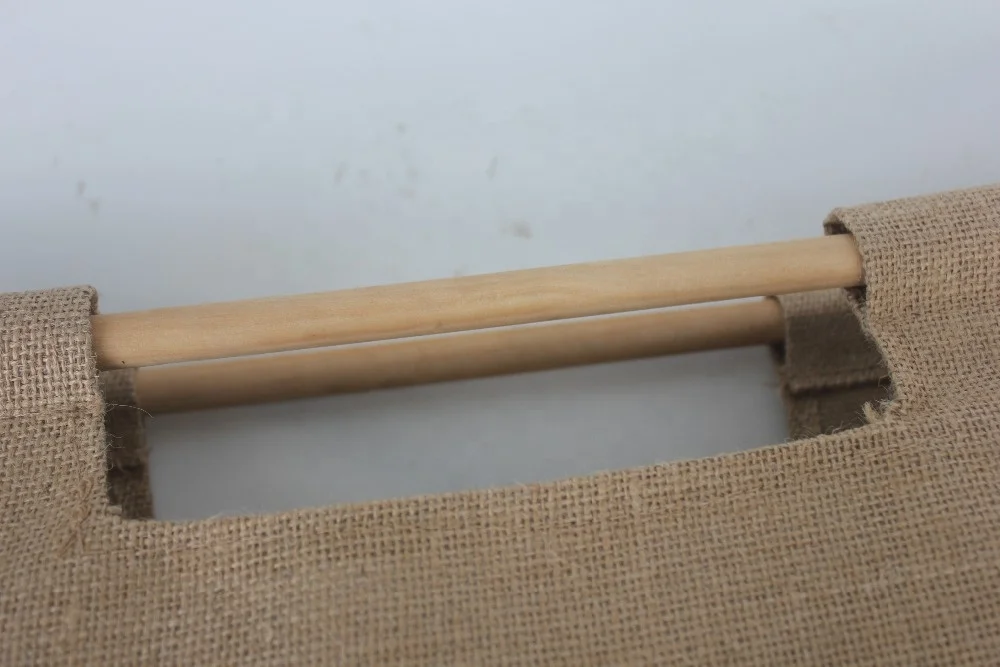 Wood Handle Style Natural Jute Shopping Bag