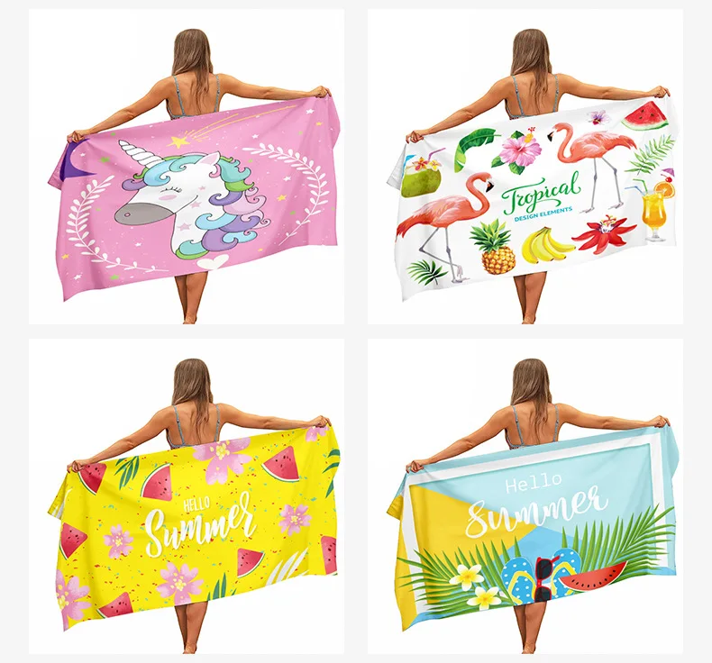 2024 Wholesale Fashion Microfiber Quick Dry Digital Printed Beach Towel Custom Logo Comforter Sand Beach Towel