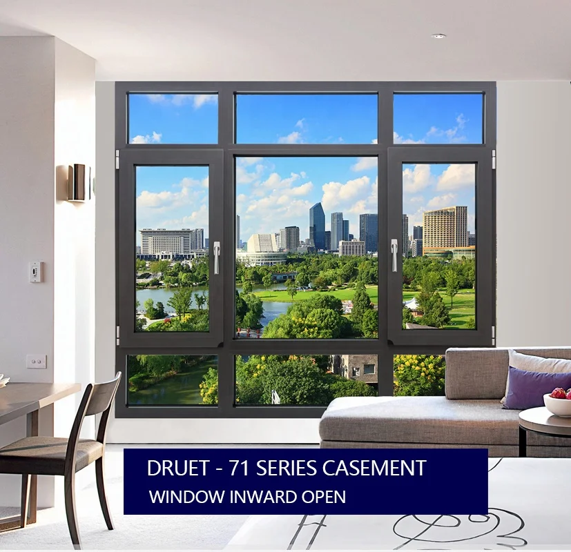 Double Lowe glazed Australia AS2047 style commercial aluminum  casement windows