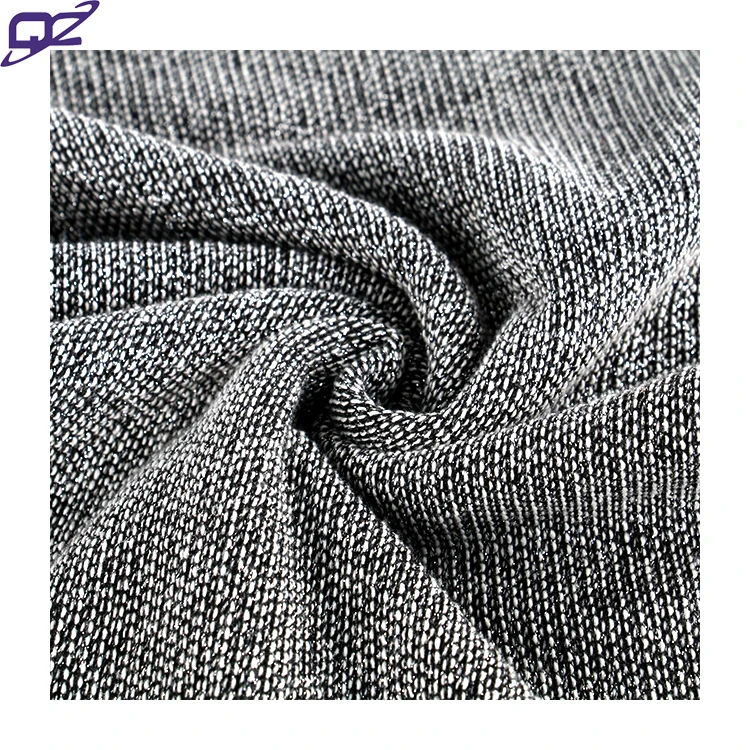 Customized Yarn Dyed Cotton Polyester Blend Lurex Metallic French Terry Fabric for Hoodies Evening Dress Coat