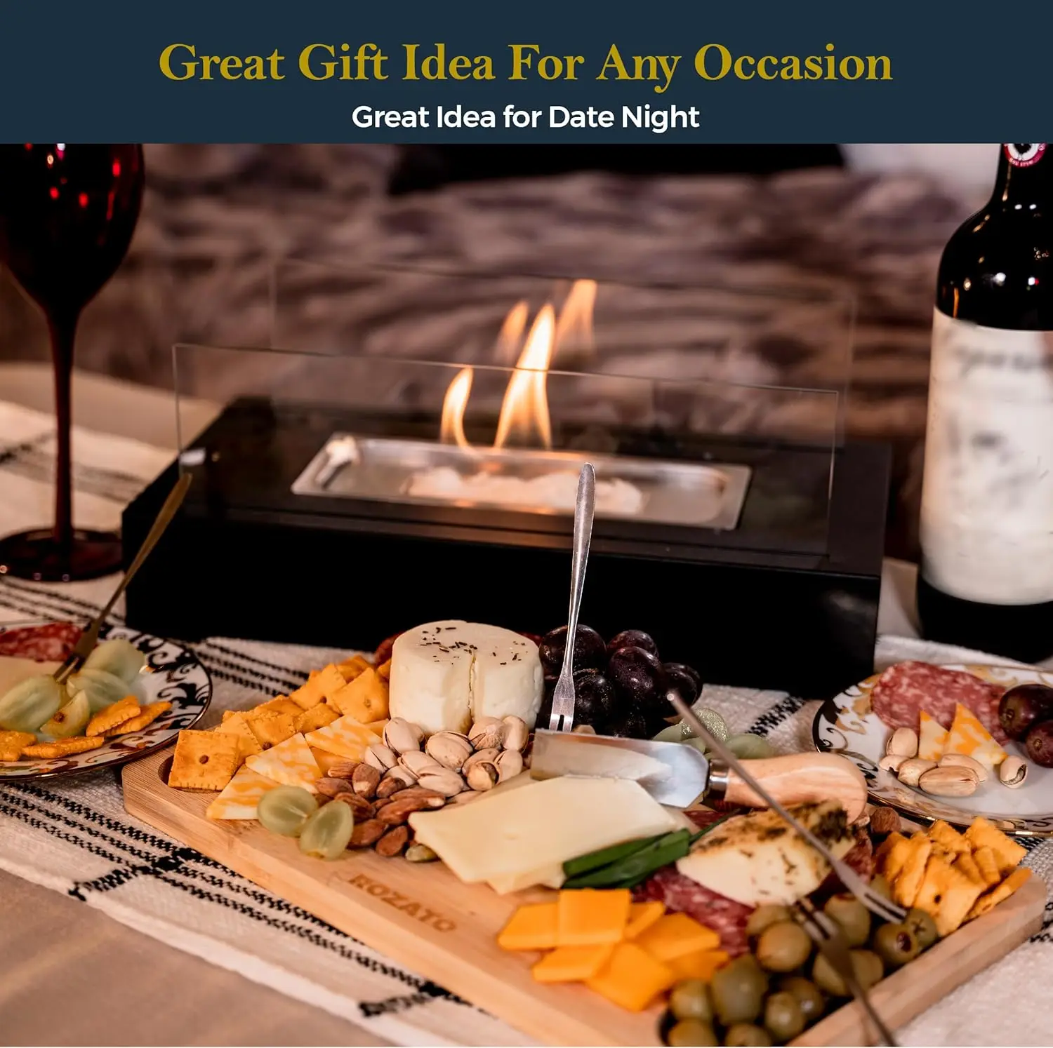 Rectangular Glass fire pit Small Portable Ethanol Fireplace Bio Ethanol Tabletop Fire pit Indoor Mini Tabletop Fire Pit