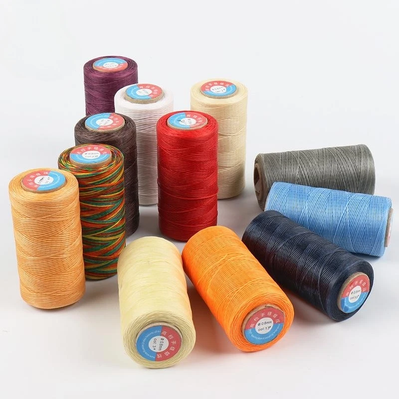 No MOQ and inexpensive 150D flat wax thread 0.8mm leather sewing wax thread with high strength