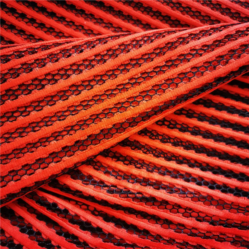 Recycled Custom Vertical Stripe Knitted Warp 3D Spacer Sandwich Mesh Stretch Fabric