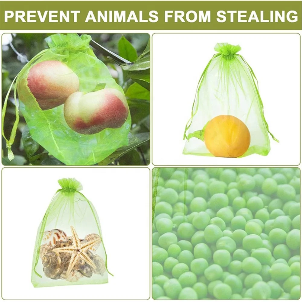 100pcs Grape Protection Bags with Drawstring Fruit Protection Mesh Bag Protective Pouches for Strawberry Organza Gift Bags