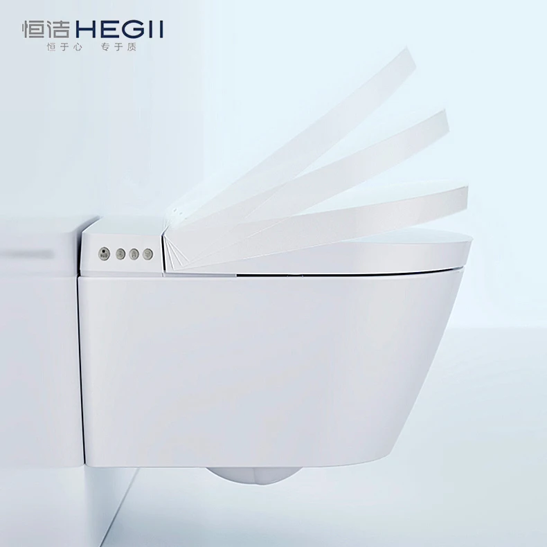 HEGII european large sizes rimless p trap wall row bathroom electric automatic intelligent wall hung smart toilet with bidet