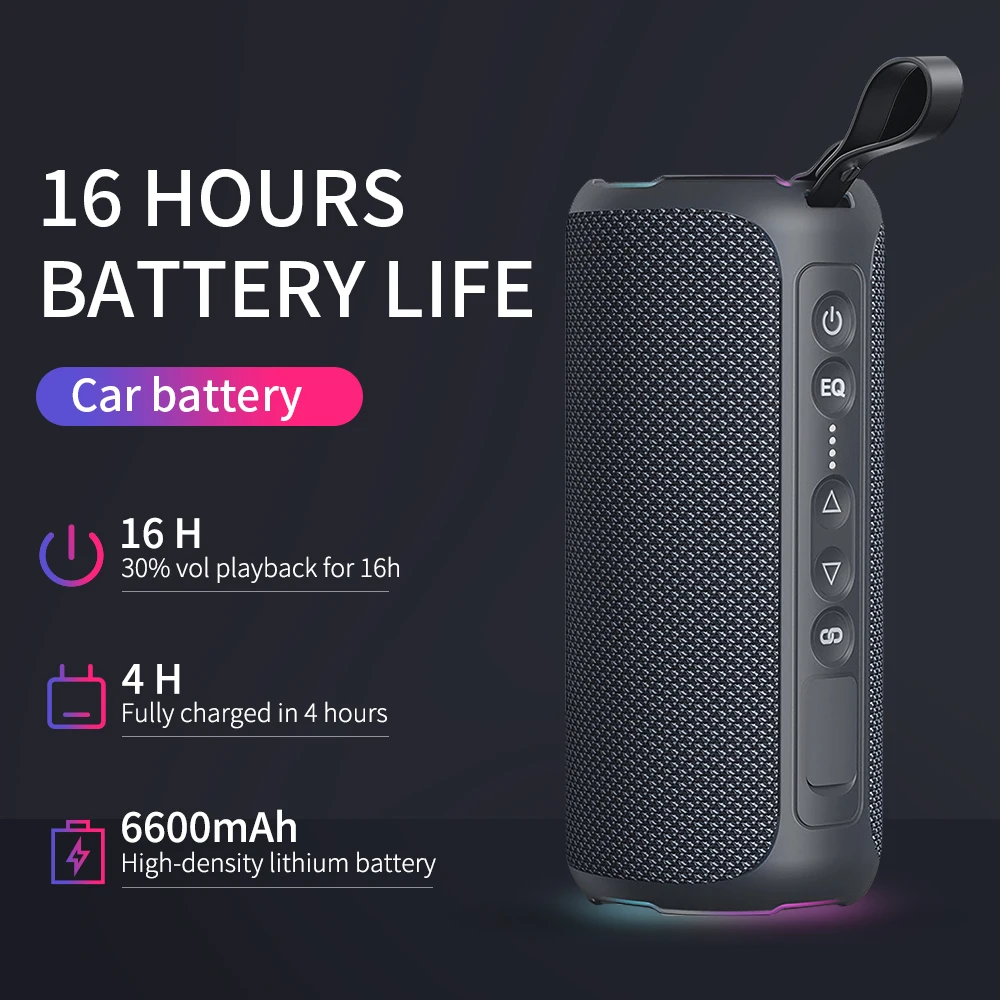 CYBORISAUX New Arrivals CYB-S7 RGB Lighting IPX7 Waterproof BT5.0 40W Cylinder Super Bass Mini Wireless Speaker